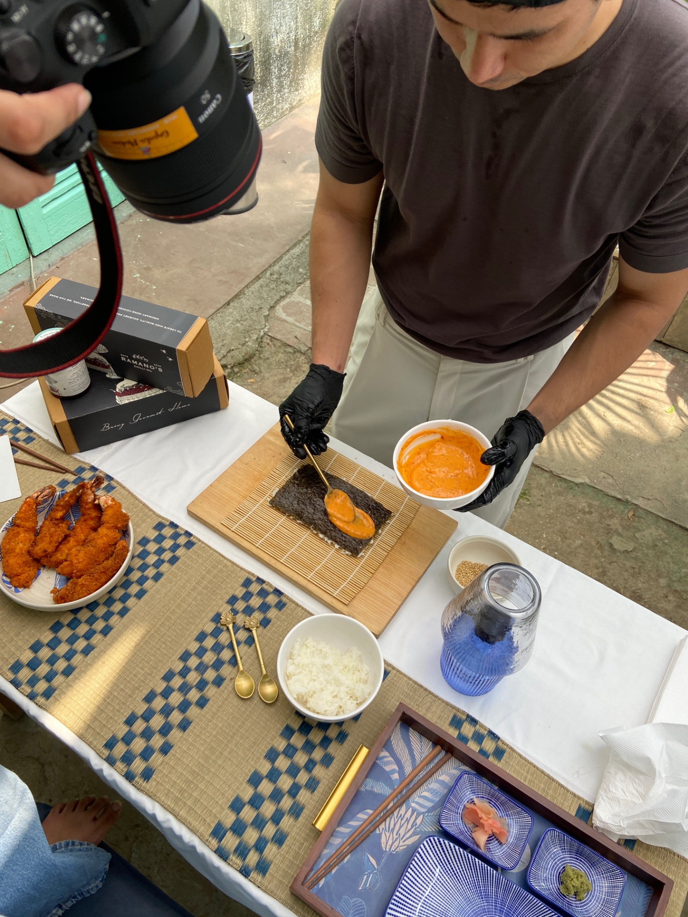 BTS of a Ramano's recipe video shoot